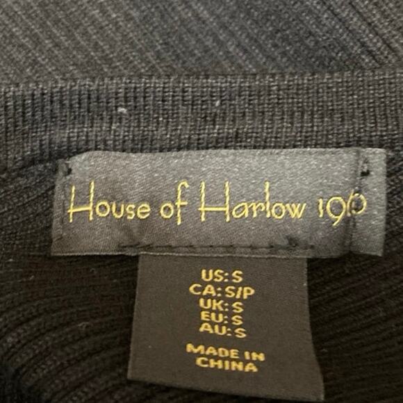 House of Harlow 1960 Black Sleeveless Ribbed Knit Sculpt Midi Bodycon Dress S - Picture 5 of 6